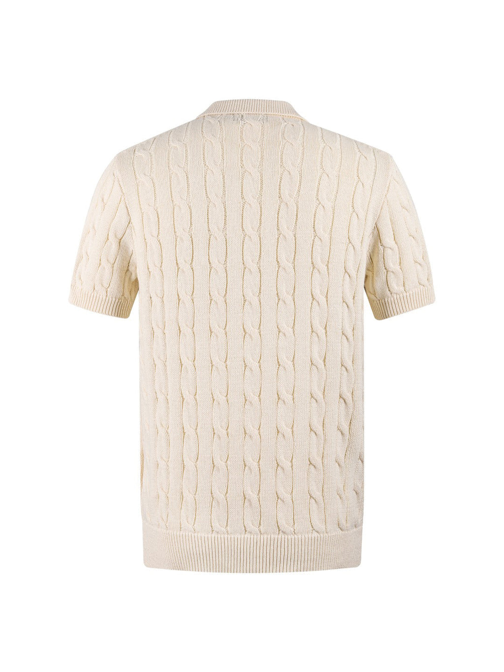 Polo Ralph Lauren Men’s Cable‑Knit Short‑Sleeve Polo Sweater With Navy Pony Embroidery