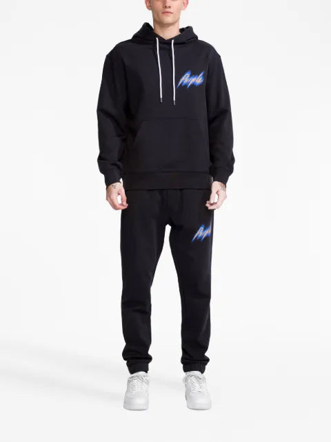 Purple Brand logo-print cotton hoodie