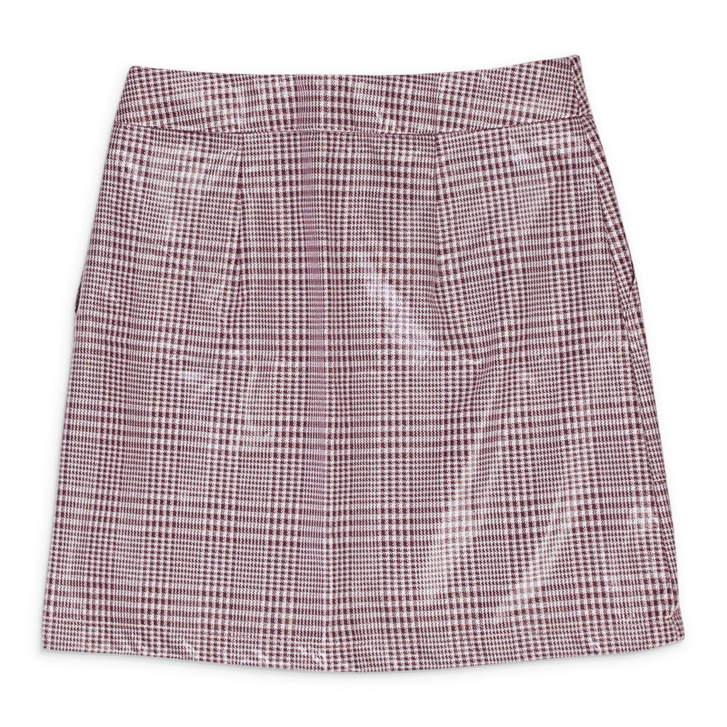 GINGHAM BURGUNDY MINI SKIRT