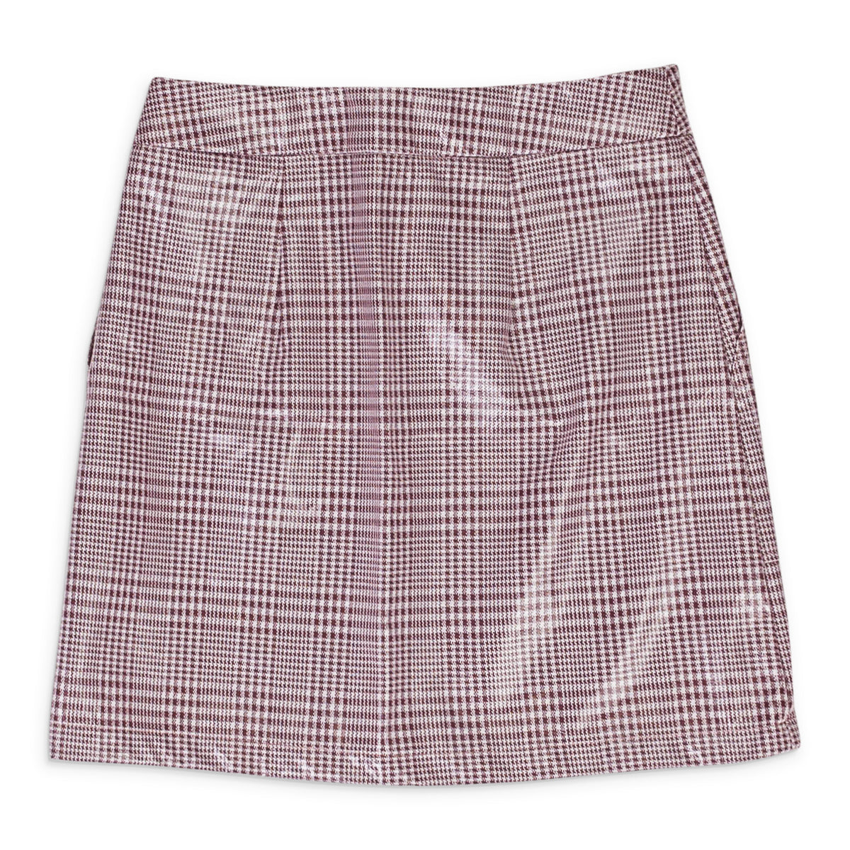 GINGHAM BURGUNDY MINI SKIRT