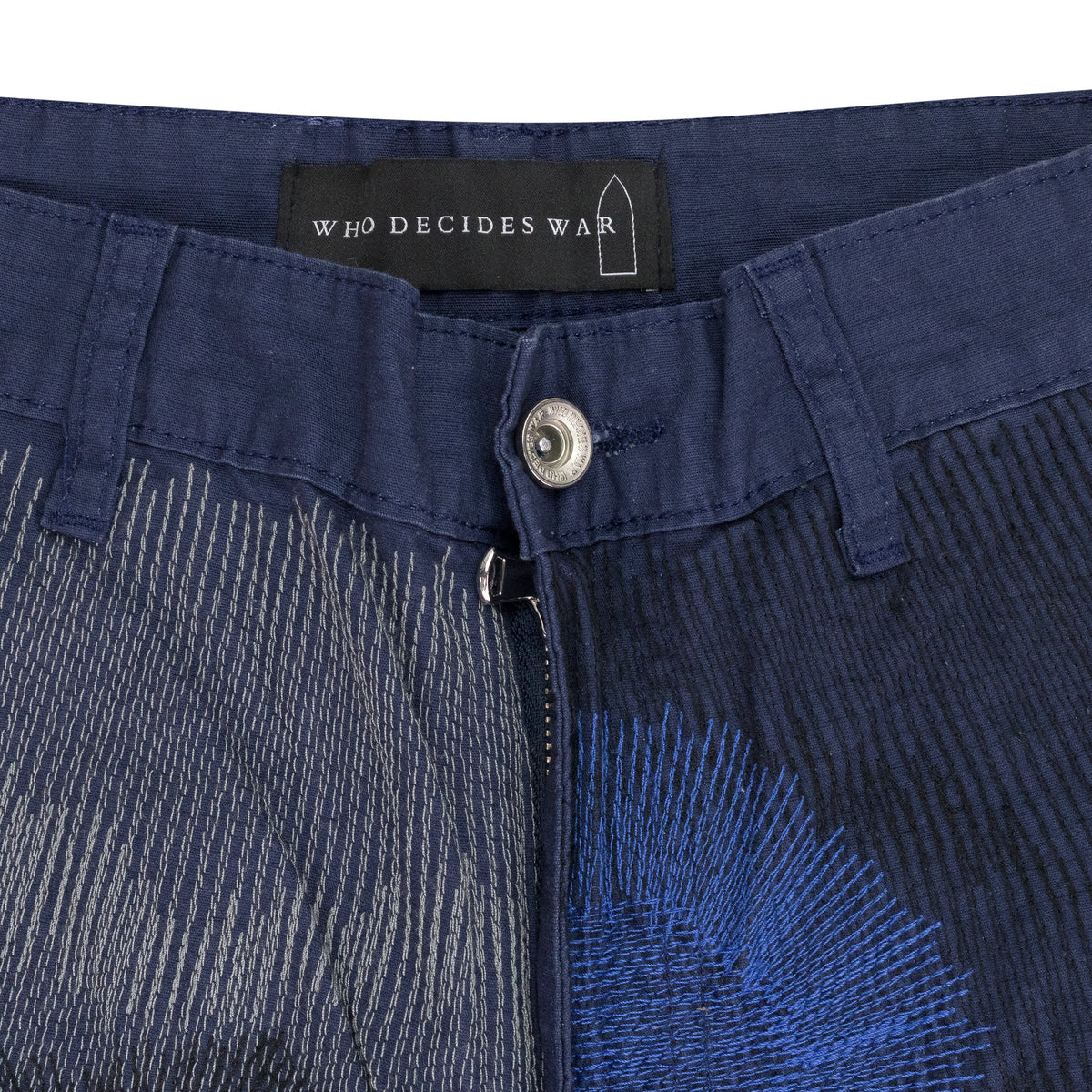 INDIGO CAMOUFLAGE EMBROIDERY PANTS