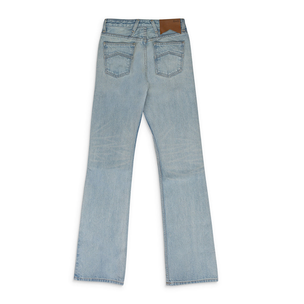 INDIGO LOW-WAIST FLARE DENIM BOOTCUT JEANS
