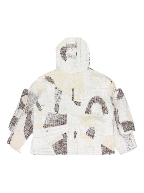 Who Decides War tweed patchwork hoodid jacket