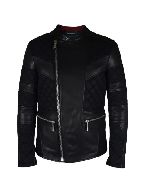 Philipp Plein quilted leather biker jacket