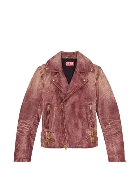 Diesel biker crackled-leather jacket