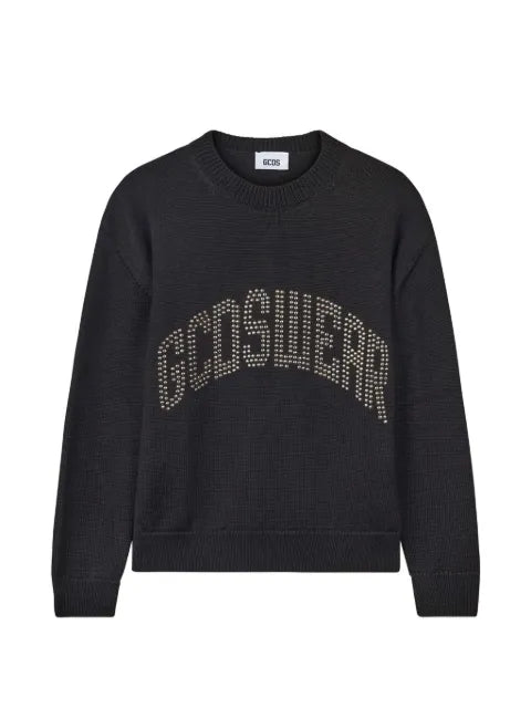 GCDS stud-embellished logo-print sweater