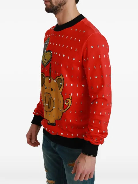 Dolce & Gabbana crystal-embellished piggy-bank sweater