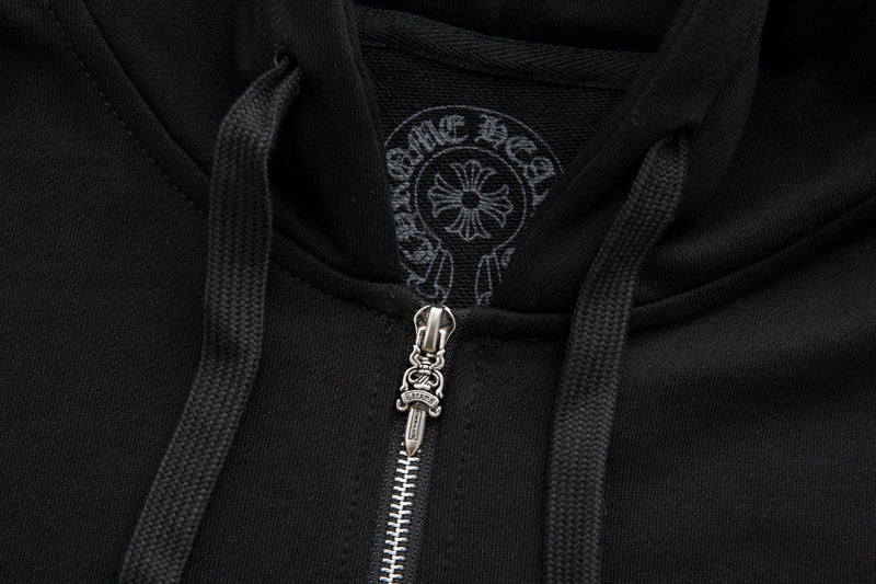 Chrome Hearts Horseshoe Floral Sleeve Zip Up Hoodie 5001