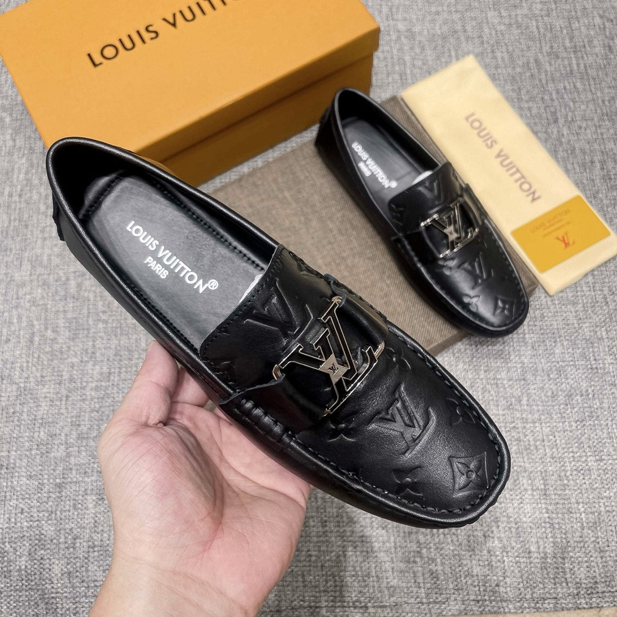 Louis Vuitton Black Metal-Accent Loafers - Black Leather Upper