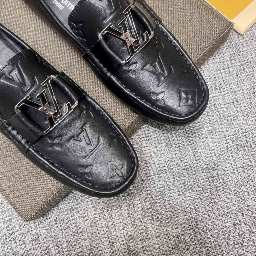 Louis Vuitton Black Metal-Accent Loafers - Black Leather Upper