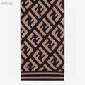 Fendi Black and Tan Monogram Knit Scarf