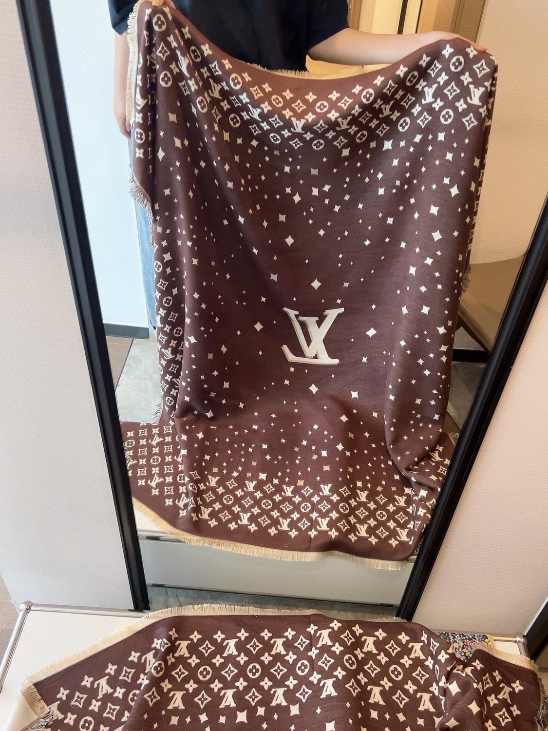 Louis Vuitton Brown Fringe Shawl