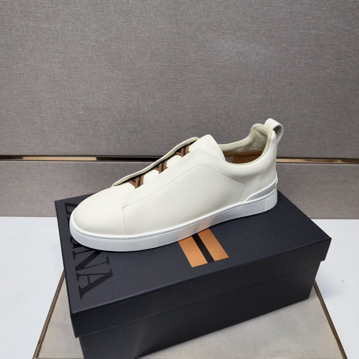 Zegna Men's Brown Lace Low-Top Sneakers