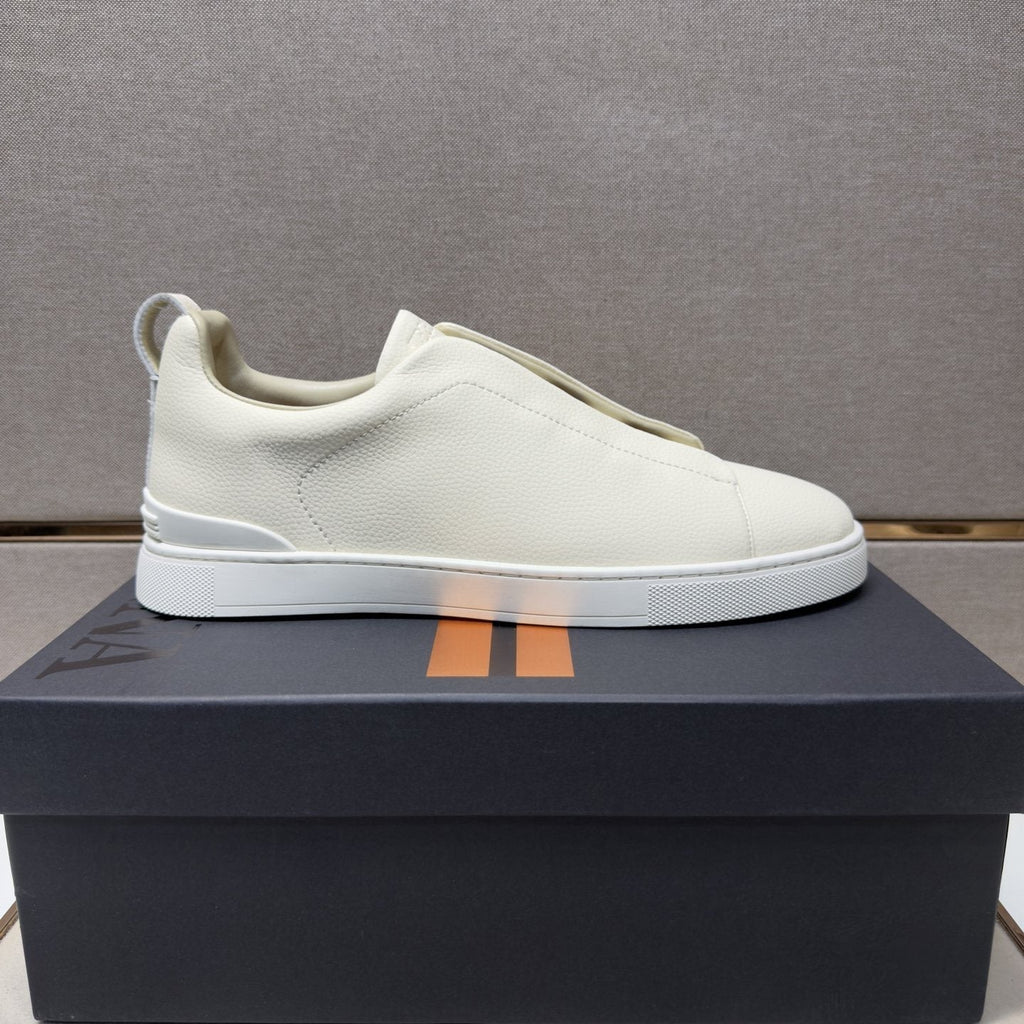 Zegna Men's Brown Lace Low-Top Sneakers