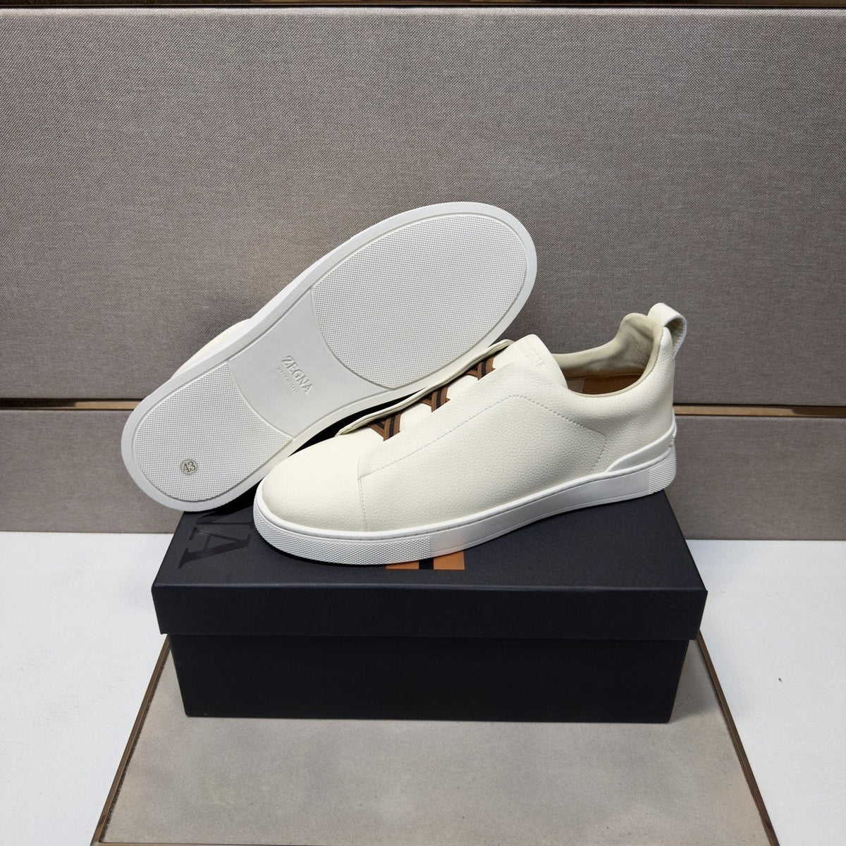 Zegna Men's Brown Lace Low-Top Sneakers