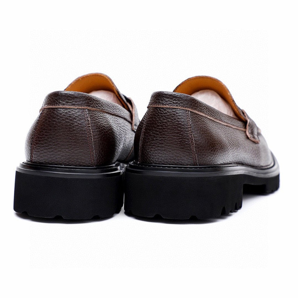 Salvatore Ferragamo Men's Dark Brown Textured Leather Loafers