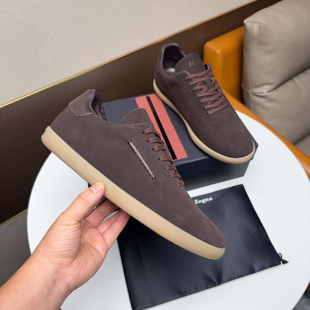 Zegna Suede Low-Top Sneakers