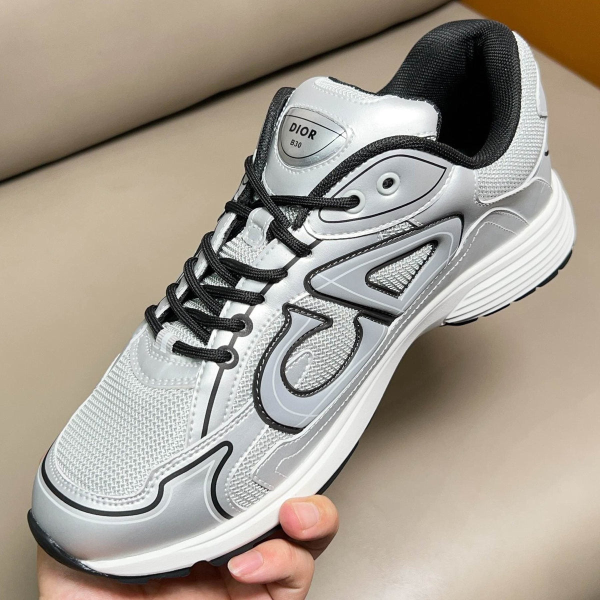 Dior Light Gray and Silver Sneakers