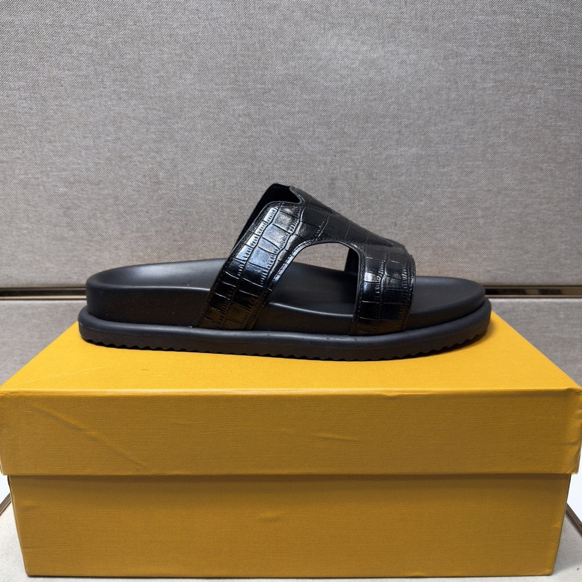 Louis Vuitton Men's Textured Crossover Slide Sandals