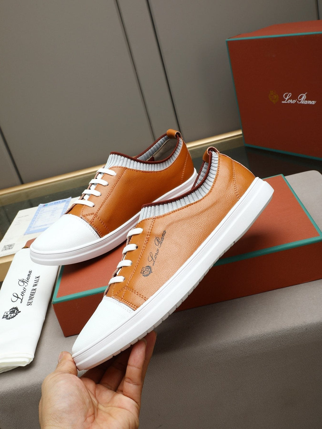 Loro Piana Lace-Up Low-Top Sneakers