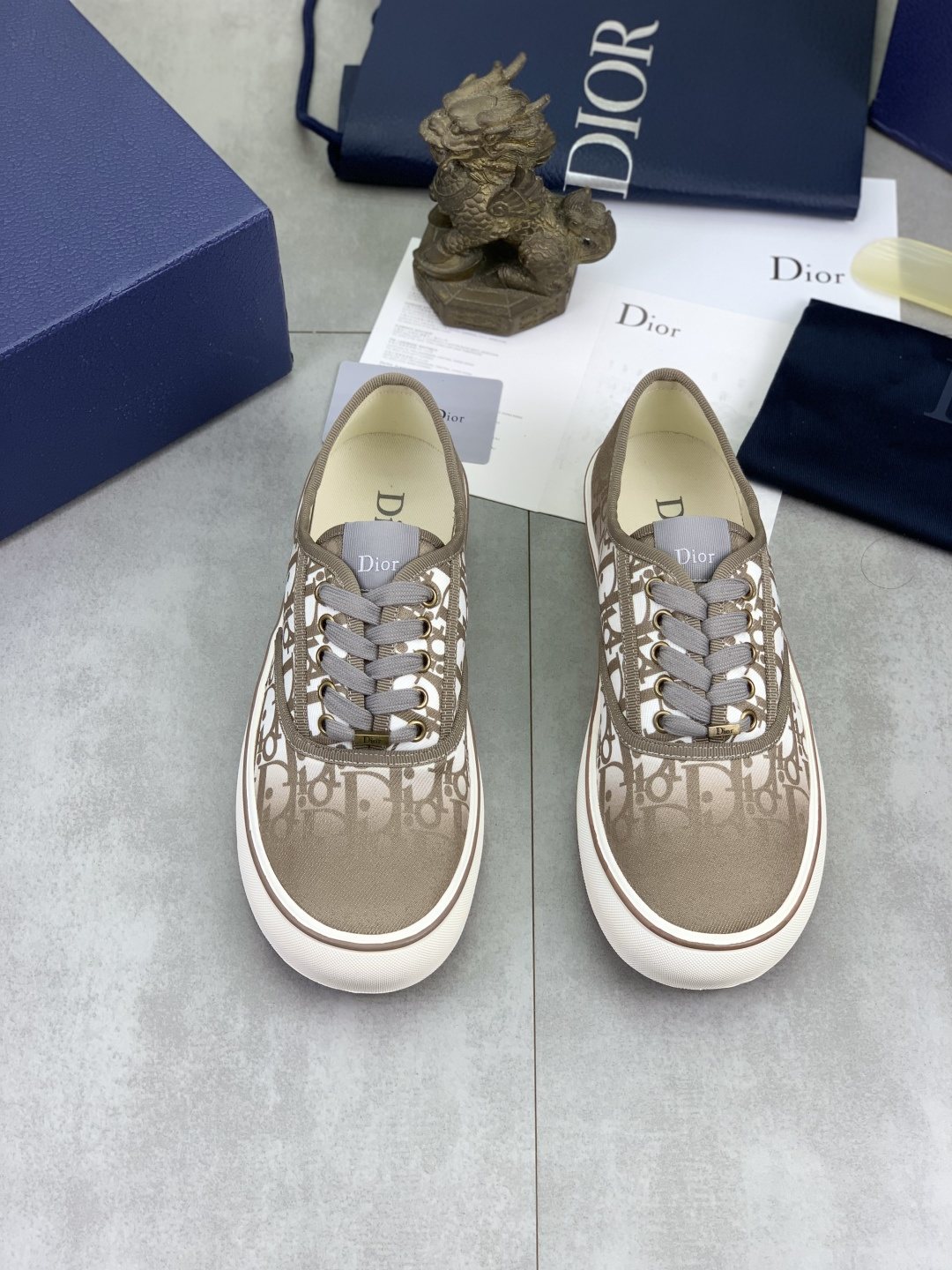 Dior Patterned Low-Top Canvas Sneakers