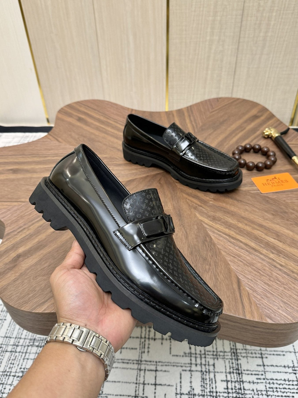 Louis Vuitton Men's Patterned Hardware Loafers